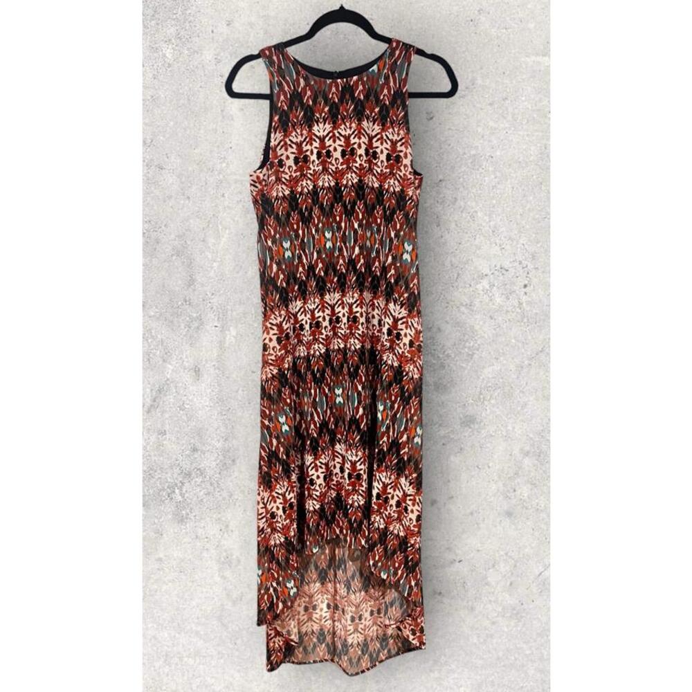 Karen Kane‎ Maxi Dress Women S Woods Patterned Boho Sleeveless Scoop Neck USA